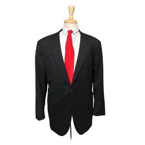 RECENT Isaia Wool/Silk Jacket Solid Black Relaxed Fit 44R Blazer Sport Coat Mens